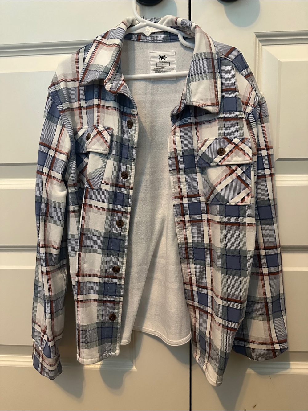 Little Sleepies Blue White and Brown Plaid Button-Down Shirt